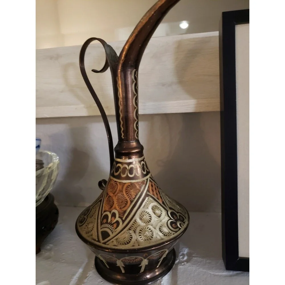 Etched Copper Vase and pitcher 9